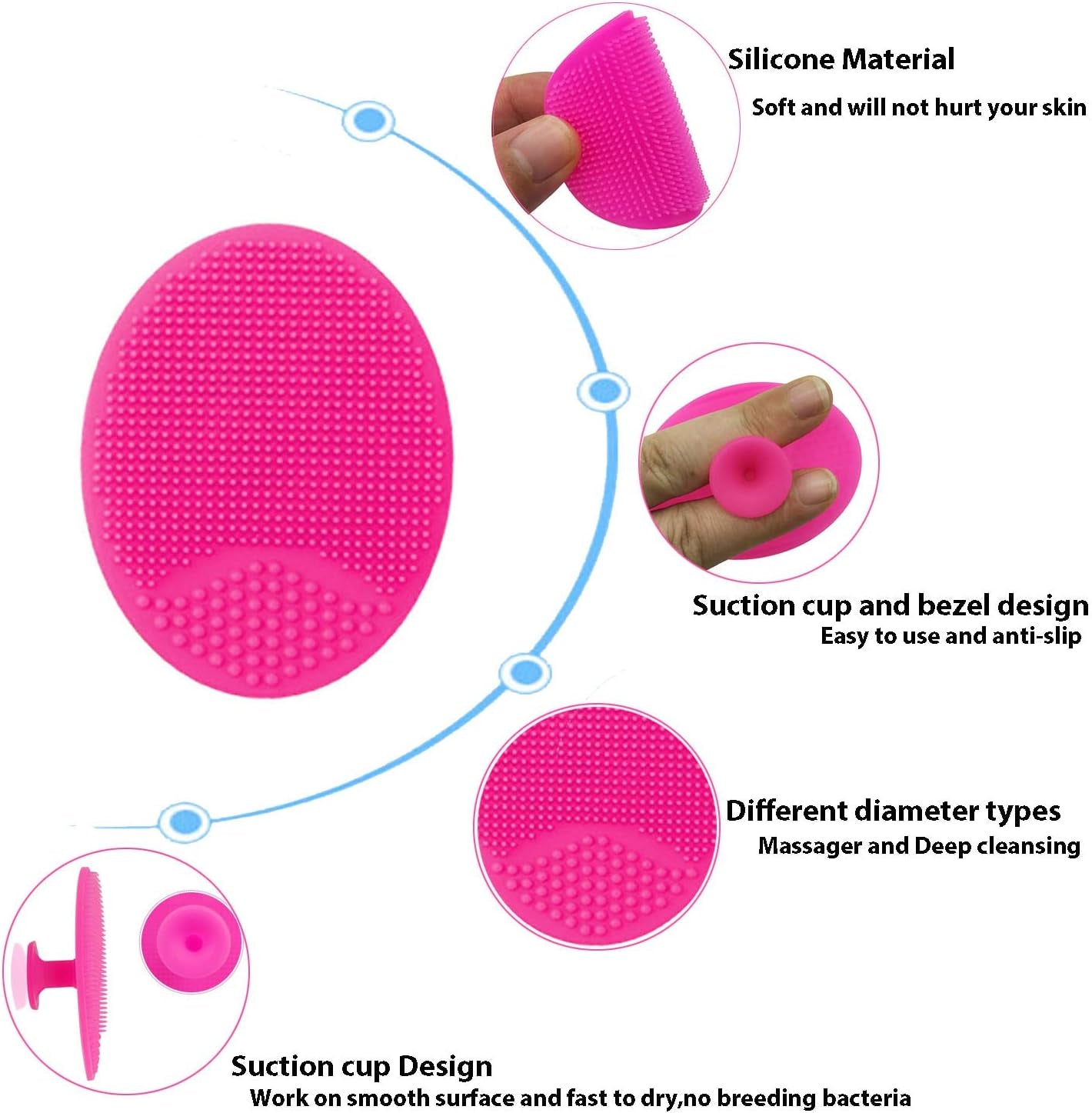 Face Scrubber,Soft Silicone Facial Cleansing Brush Wash Sponge Massage Pore Blackhead Removing Exfoliating Scrub for Sensitive Greasy Dry and All Kinds of Skin (4-Mixed Color)